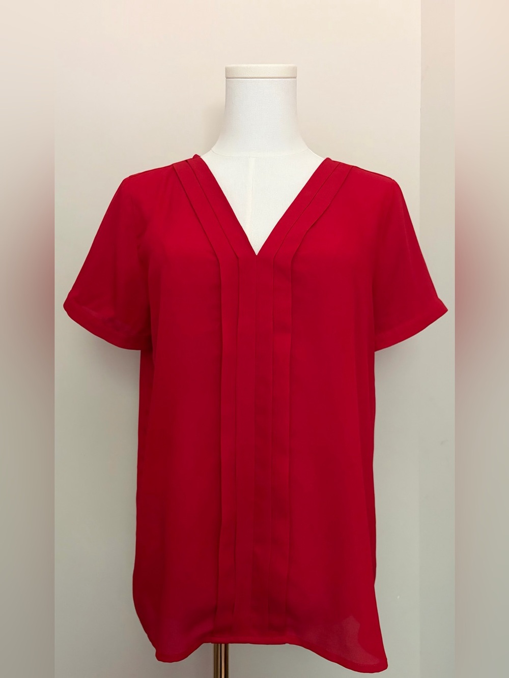 The Limited Crimson V-Neck Pleated Front Blouse